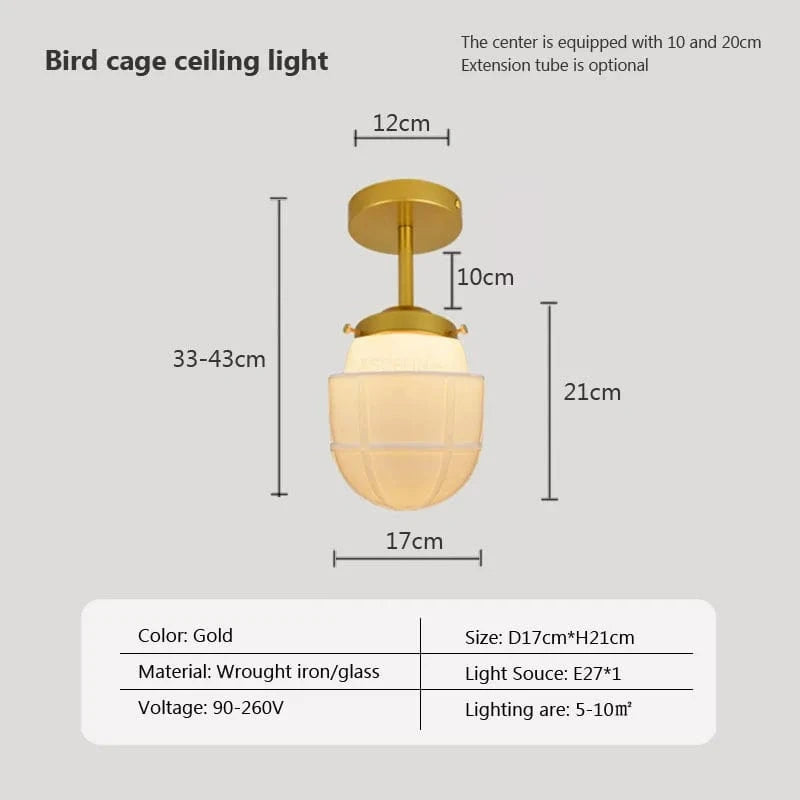 Suspension en verre LED Vintage | Marco Lucetti PL023G026 F Or / Blanc froid