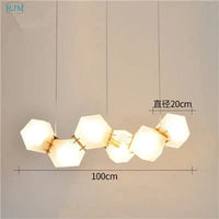 Suspension en verre moléculaire postmoderne nordique pour espaces variés | Marco Lucetti 6 têtes