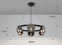 Suspension en verre noir contemporain | Marco Lucetti Diamètre 60 cm / Blanc froid