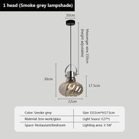 Suspension en verre nordique design pour un loft branché | Marco Lucetti 1 tête Gris fumée / Lumière naturelle