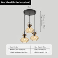 Suspension en verre nordique design pour un loft branché | Marco Lucetti 3 têtes Ambre-B / Blanc chaud