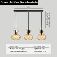 Suspension en verre nordique design pour un loft branché | Marco Lucetti 3 têtes Ambre-D / Lumière naturelle