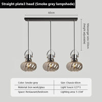 Suspension en verre nordique design pour un loft branché | Marco Lucetti 3 têtes Gris fumée-C / Blanc chaud