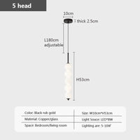 Suspension en verre nordique LED cuivre - Collection Lumina | Marco Lucetti LPL114 Noir 5H / Blanc froid