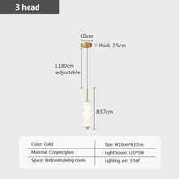 Suspension en verre nordique LED cuivre - Collection Lumina | Marco Lucetti LPL114 Or 3H / Blanc froid