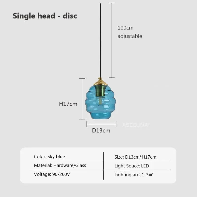 Suspension en verre nordique pour une salle à manger contemporaine | Marco Lucetti A13CM / Sans ampoule