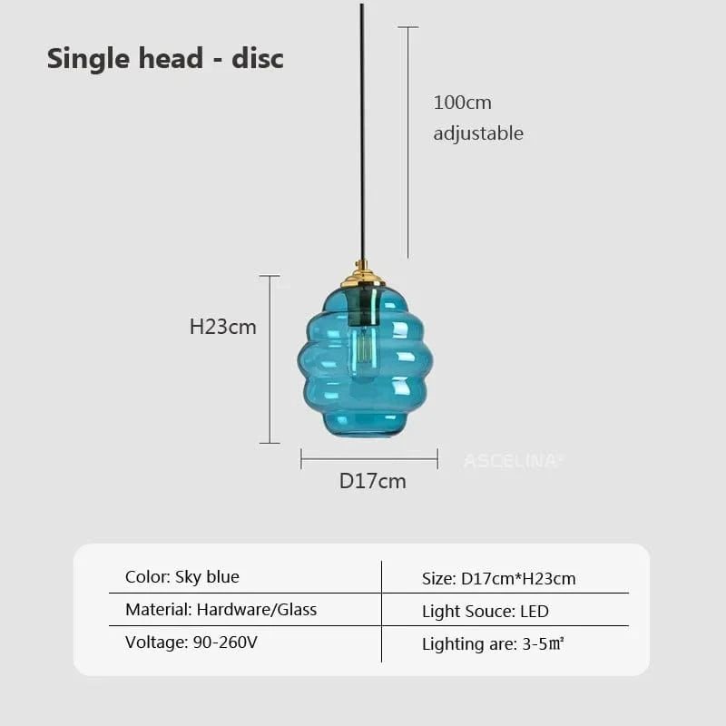 Suspension en verre nordique pour une salle à manger contemporaine | Marco Lucetti A17cm / Sans ampoule
