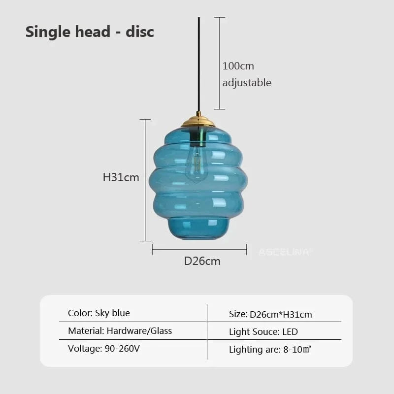 Suspension en verre nordique pour une salle à manger contemporaine | Marco Lucetti A26cm / Sans ampoule