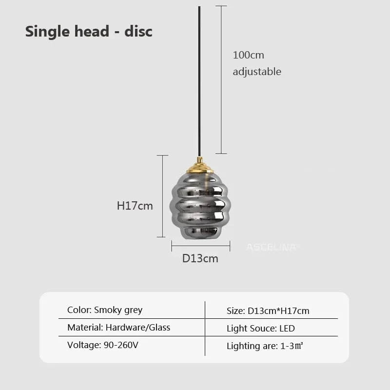 Suspension en verre nordique pour une salle à manger contemporaine | Marco Lucetti B13CM / Sans ampoule