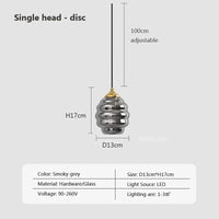 Suspension en verre nordique pour une salle à manger contemporaine | Marco Lucetti B13CM / Sans ampoule