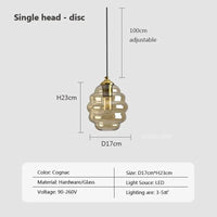 Suspension en verre nordique pour une salle à manger contemporaine | Marco Lucetti B17cm / Sans ampoule