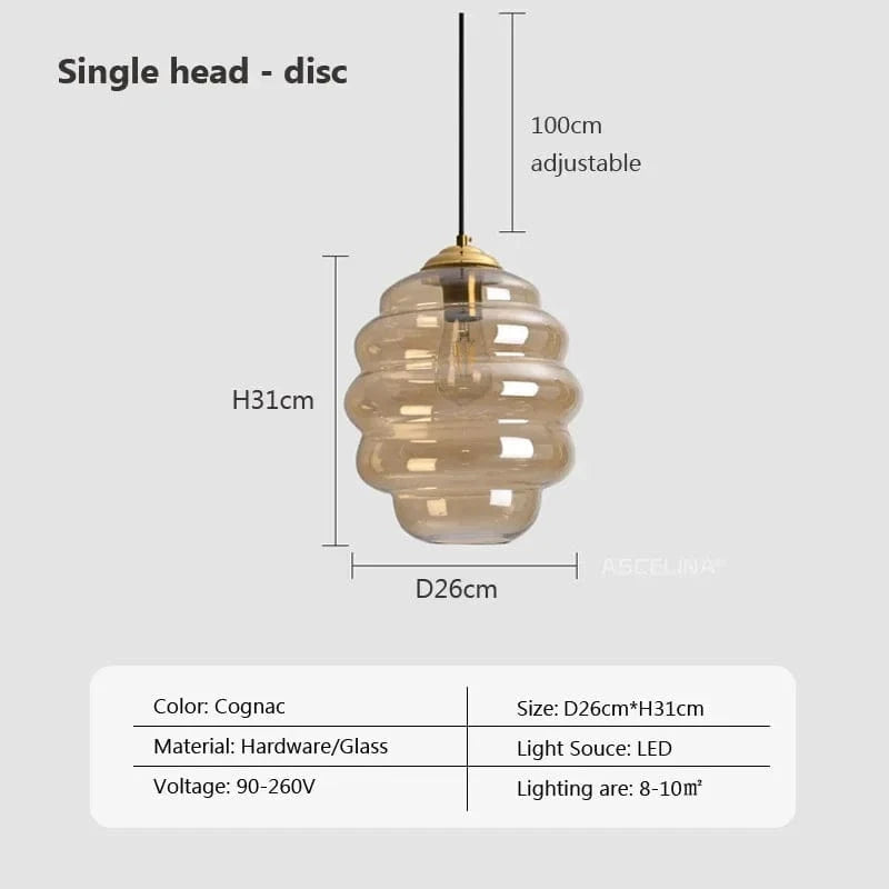 Suspension en verre nordique pour une salle à manger contemporaine | Marco Lucetti B26cm / Sans ampoule