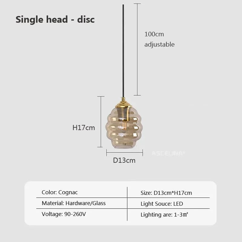 Suspension en verre nordique pour une salle à manger contemporaine | Marco Lucetti C13CM / Sans ampoule