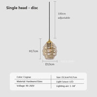 Suspension en verre nordique pour une salle à manger contemporaine | Marco Lucetti C13CM / Sans ampoule