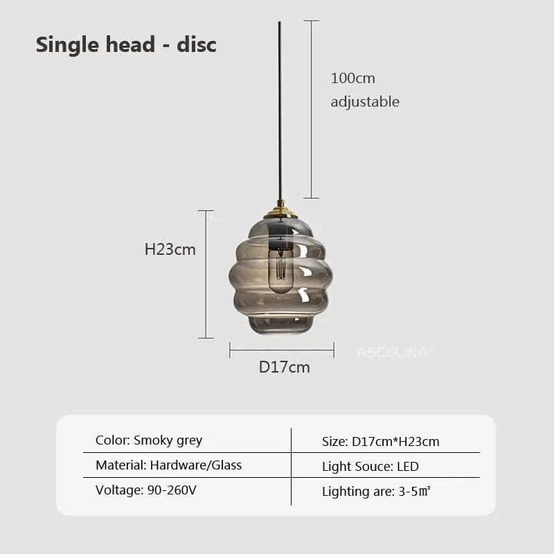 Suspension en verre nordique pour une salle à manger contemporaine | Marco Lucetti C17cm / Sans ampoule