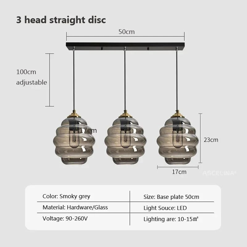Suspension en verre nordique pour une salle à manger contemporaine | Marco Lucetti E13CM / Sans ampoule