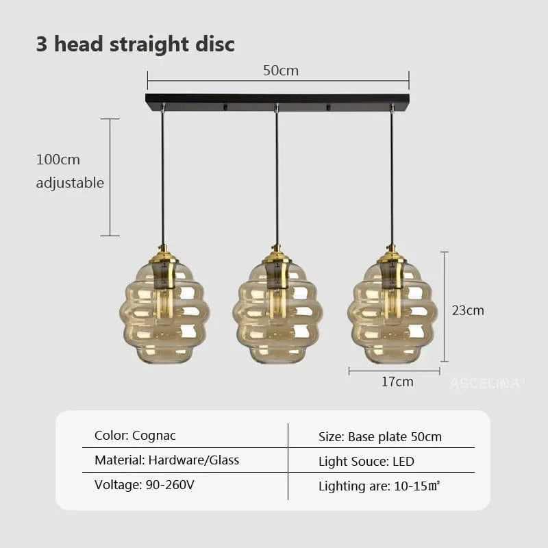 Suspension en verre nordique pour une salle à manger contemporaine | Marco Lucetti F13CM / Sans ampoule