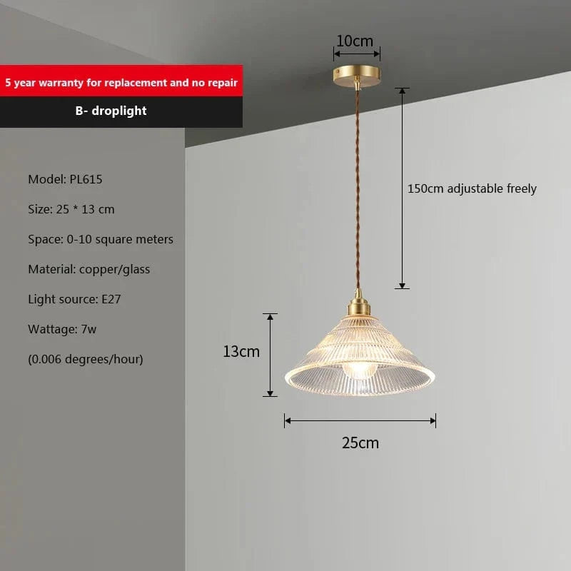 Suspension en verre pour salle à manger - Lustre d'îlot de cuisine moderne en cuivre et bois - Art Luminaire Suspension E27 | Marco Lucetti Style-C / Blanc chaud