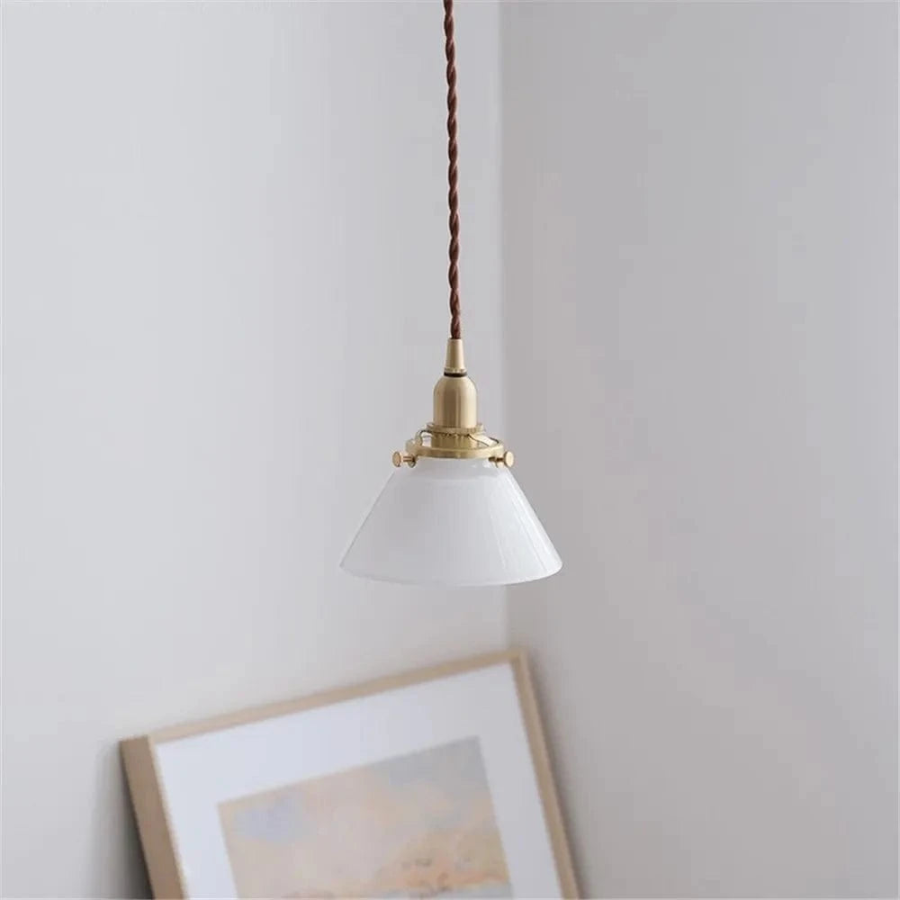 Suspension en verre style américain - Luminaire rétro en laiton | Marco Lucetti