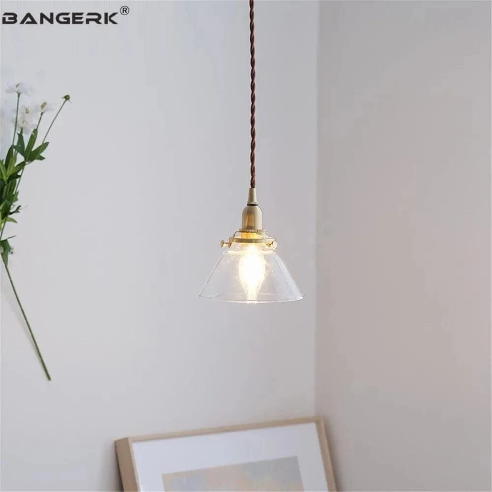 Suspension en verre style américain - Luminaire rétro en laiton | Marco Lucetti