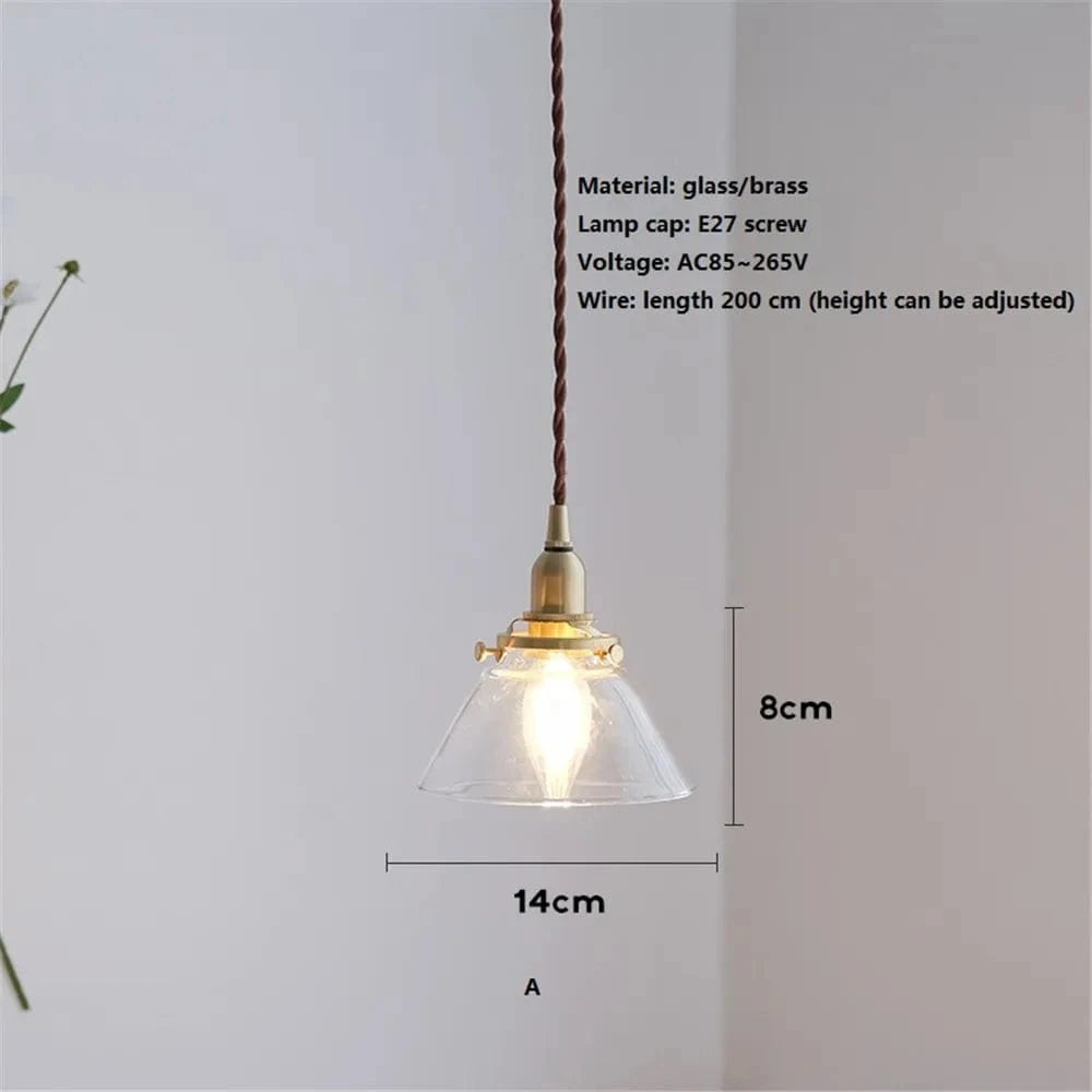 Suspension en verre style américain - Luminaire rétro en laiton | Marco Lucetti