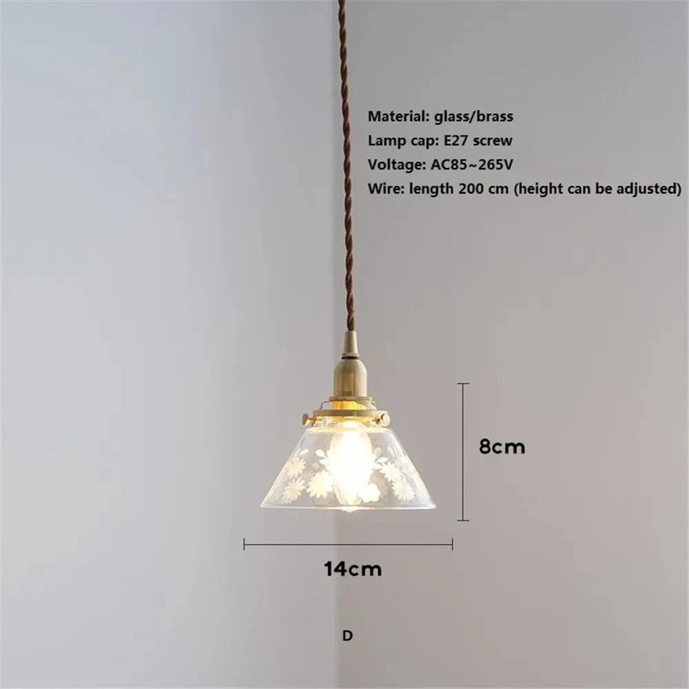 Suspension en verre style américain - Luminaire rétro en laiton | Marco Lucetti D