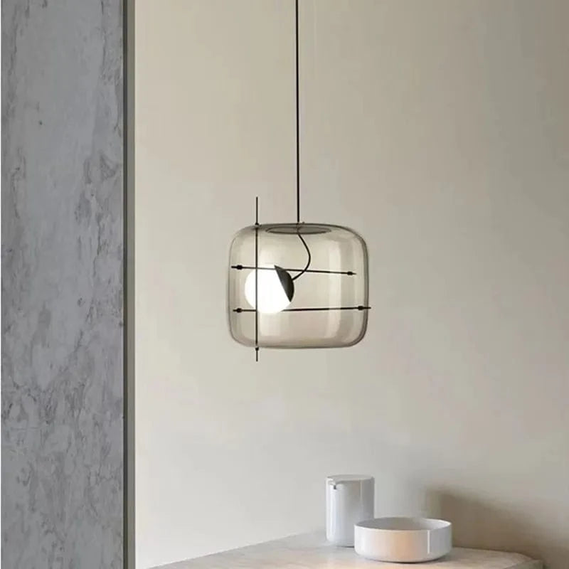 Suspension en verre tête unique boule fumée - Style Design | Marco Lucetti