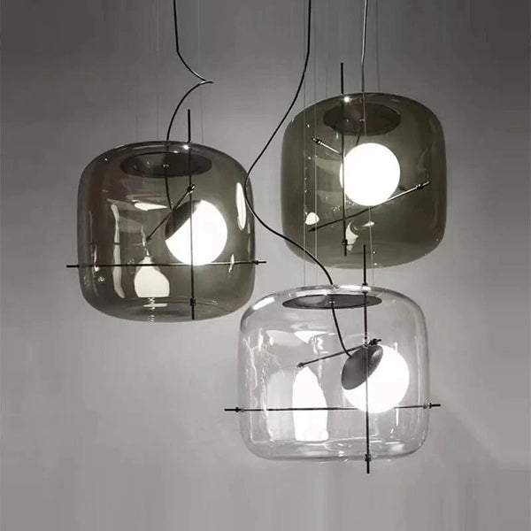 Suspension en verre tête unique boule fumée - Style Design | Marco Lucetti