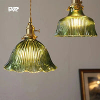 Suspension en verre vert foncé - Éclairage rétro en laiton | Marco Lucetti