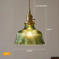 Suspension en verre vert foncé - Éclairage rétro en laiton | Marco Lucetti E