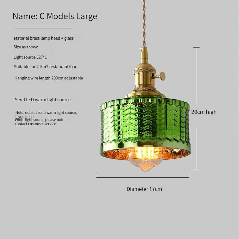 Suspension en verre vert nordique | Marco Lucetti C vert or 17cm / 4W (Max100W)