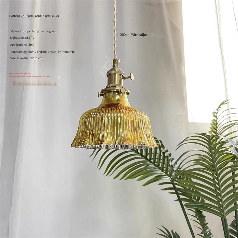 Suspension en verre vert nordique | Marco Lucetti Fleur or argent / 4W (Max100W)