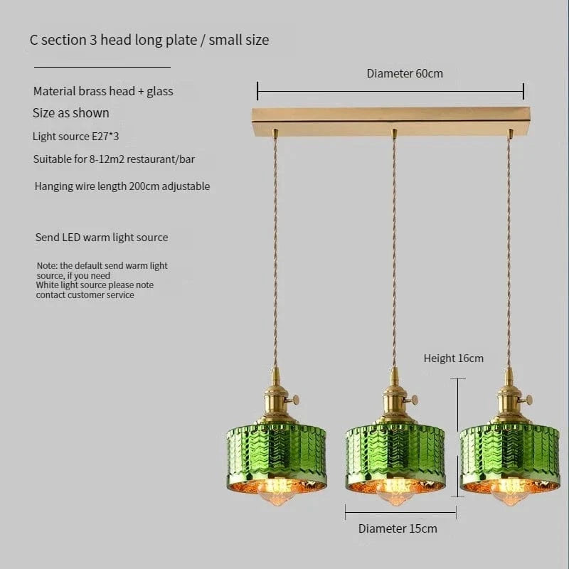 Suspension en verre vert scandinave - Design Nordique | Marco Lucetti C3 longue / 4W (Max100W)