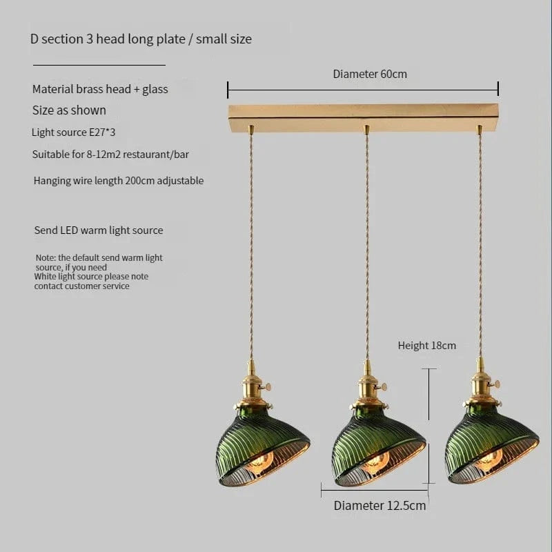 Suspension en verre vert scandinave - Design Nordique | Marco Lucetti D3 longue / 4W (Max100W)
