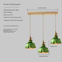 Suspension en verre vert scandinave - Design Nordique | Marco Lucetti Fleur 3 longue / 4W (Max100W)