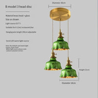 Suspension en verre vert scandinave - Design Nordique | Marco Lucetti Fleur 3 Ronde / 4W (Max100W)