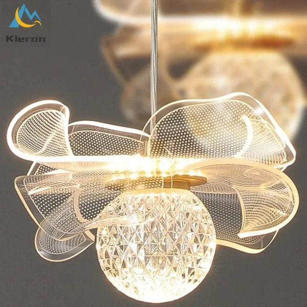Suspension Fleur en Verre Doré | Marco Lucetti