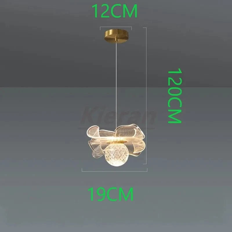 Suspension Fleur en Verre Doré | Marco Lucetti Fleur-1-tête / Fer