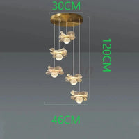 Suspension Fleur en Verre Doré | Marco Lucetti Fleur à 5 têtes / Fer