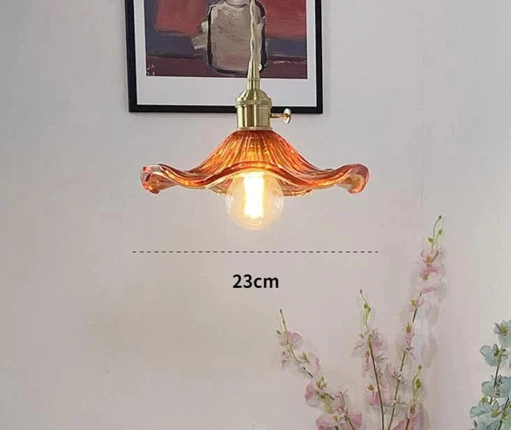 Suspension florale colorée en verre - Style contemporain | Marco Lucetti A ambre / Pas d'ampoule