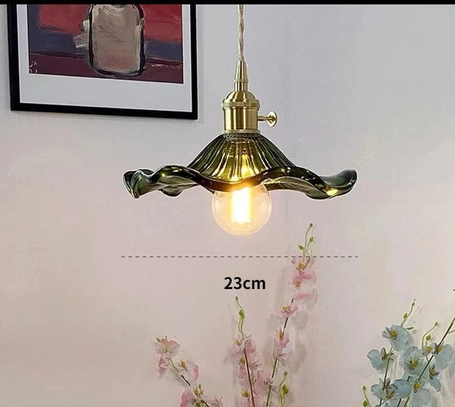 Suspension florale colorée en verre - Style contemporain | Marco Lucetti A vert / Pas d'ampoule