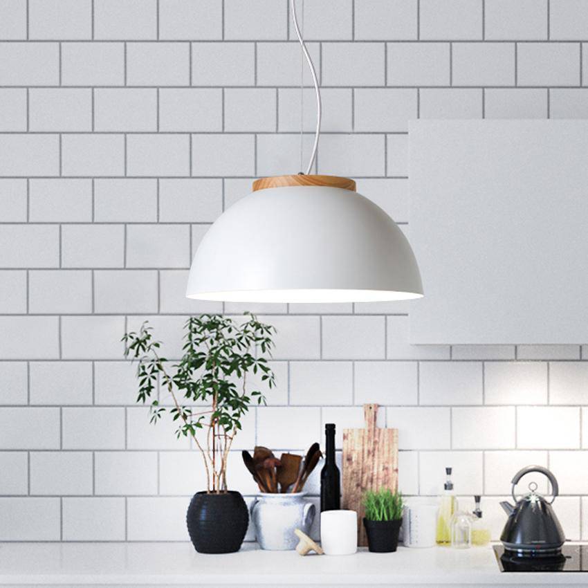 Suspension Globe Blanc & Bois | Marco Lucetti