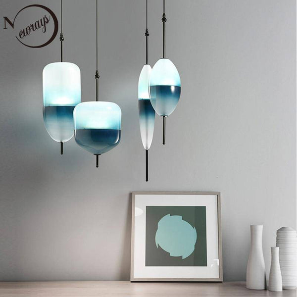 Suspension goutte bleue en verre moderne | Marco Lucetti