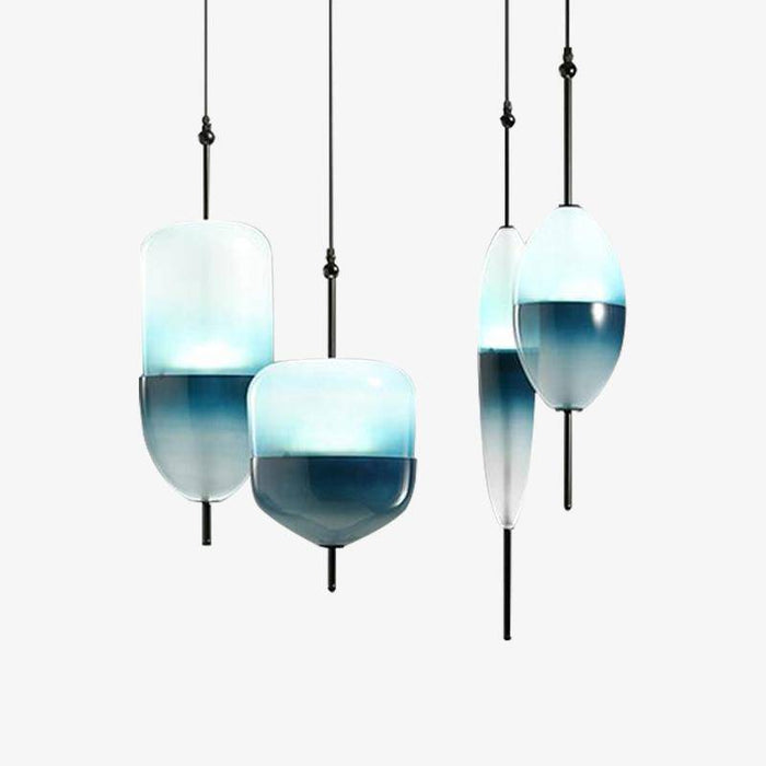 Suspension goutte bleue en verre moderne | Marco Lucetti
