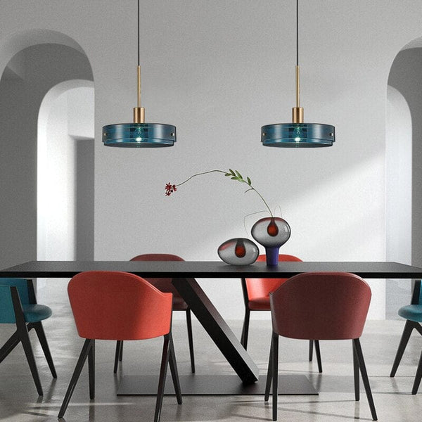 Suspension Harpais en verre bleu. | Marco Lucetti