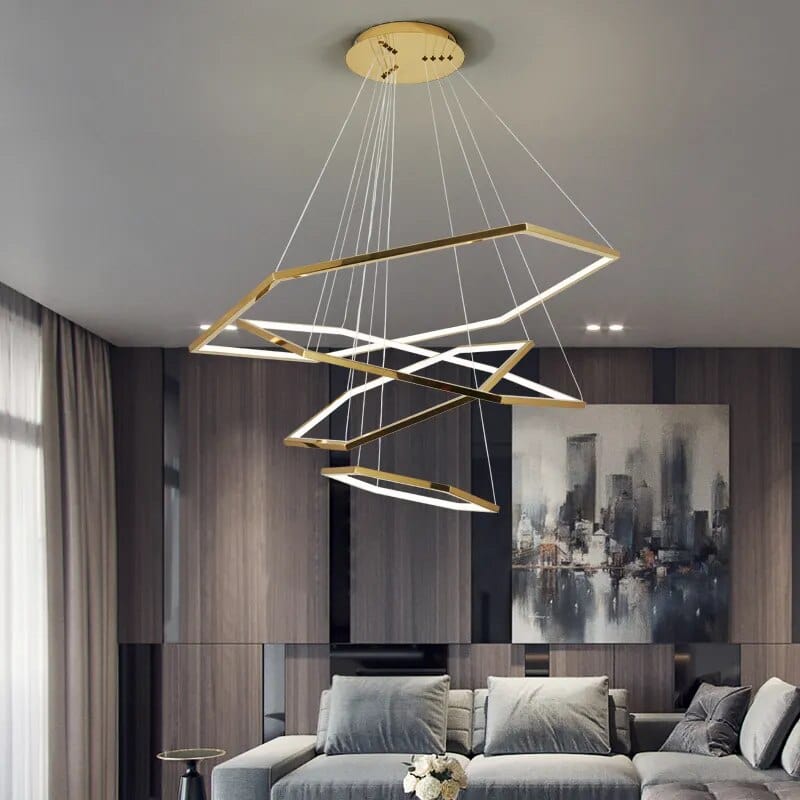 Suspension hexagonale multi-niveaux : Élégance illuminée | Marco Lucetti
