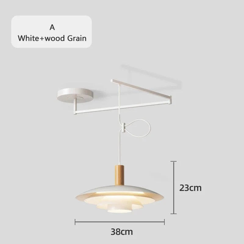 Suspension HomeDesign pour Table à manger et Cuisine - Bras oscillant Plafonnier Suspendu  | Marco Lucetti Bois et blanc / 3 Température de couleur