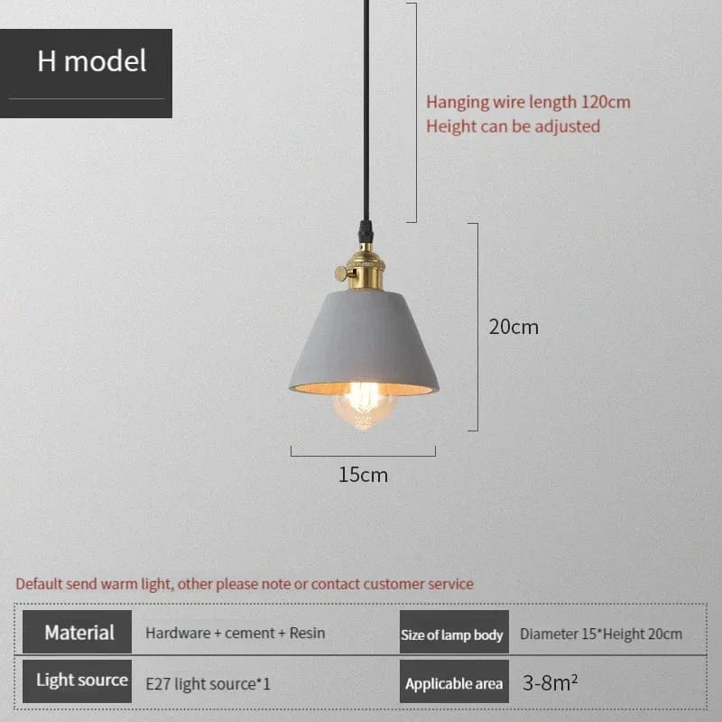 Suspension industrielle béton et ciment | Marco Lucetti H / AC110V / CHINE