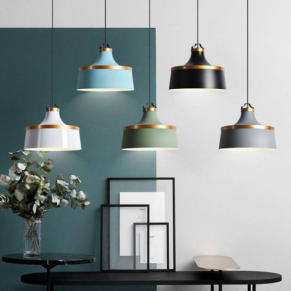 Suspension industrielle colorée - Cercle doré Danish | Marco Lucetti
