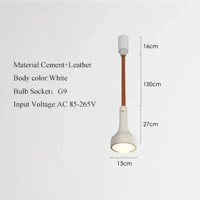 Suspension industrielle cuir & ciment rétro décoratif | Marco Lucetti A-3 / Chaud 3000K / CHINE